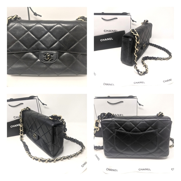 🚨Sale! 🎉HP🎉CHANEL SO BLACK Flap Bag Black White Hardware Rare! 🦄 Vintage - Picture 14 of 16